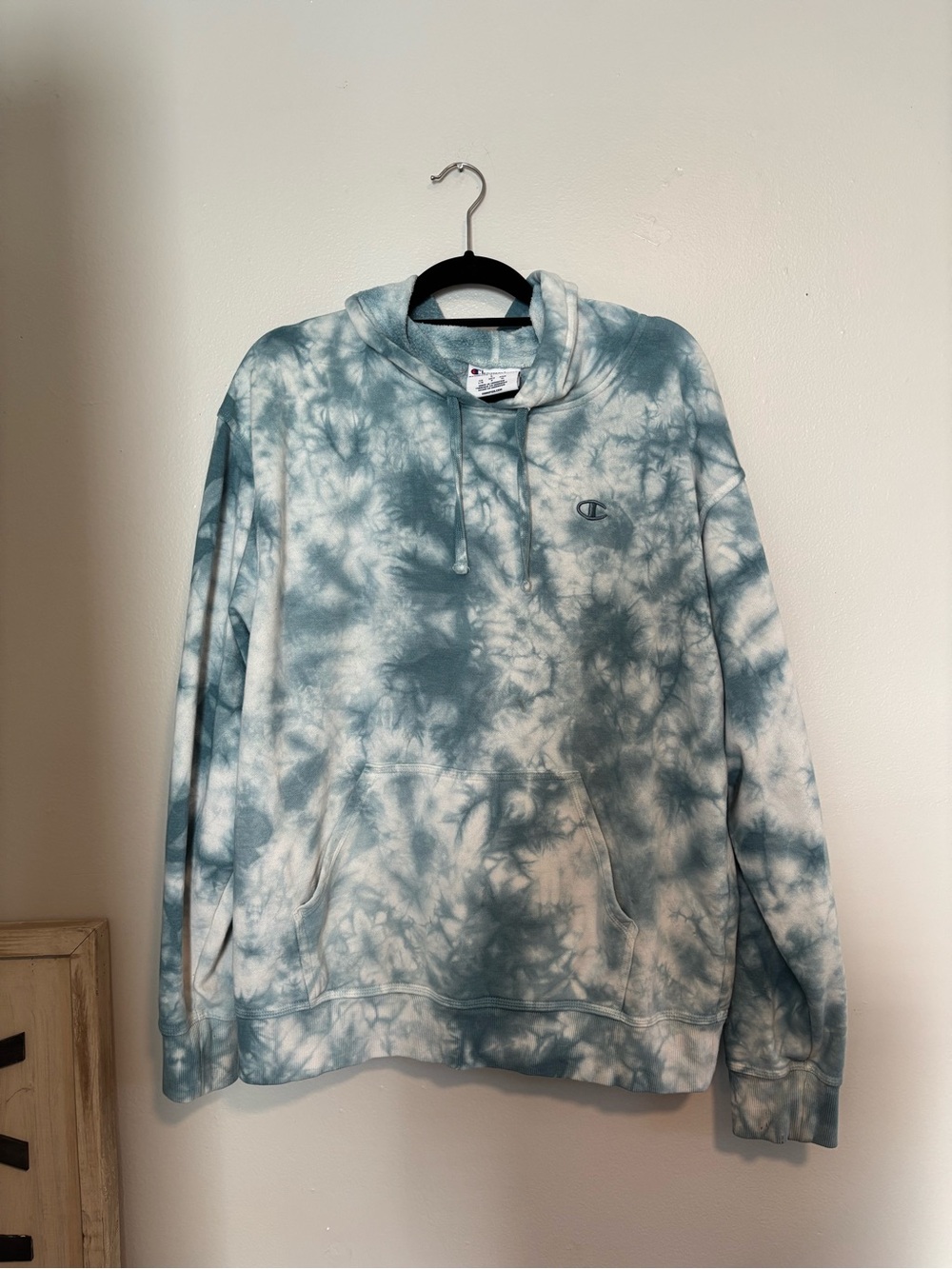 Champion Men's Tie-Dye Crewneck Hoodie - Teal & White